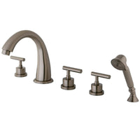 Thumbnail for Kingston Brass KS23685CML Roman Tub Faucet with Hand Shower, Brushed Nickel - BNGBath