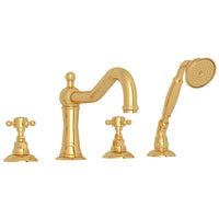 Thumbnail for ROHL Acqui 4-Hole Deck Mount Column Spout Tub Filler with Handshower - BNGBath