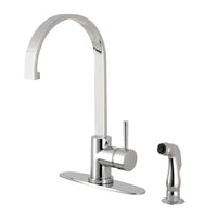Thumbnail for Gourmetier LS8711DLSP Concord Single-Handle Kitchen Faucet with Side Sprayer, Polished Chrome - BNGBath