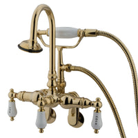Thumbnail for Kingston Brass CC303T2 Vintage Adjustable Center Wall Mount Tub Faucet, Polished Brass - BNGBath