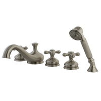Thumbnail for Kingston Brass KS33385AX Roman Tub Faucet with Hand Shower, Brushed Nickel - BNGBath