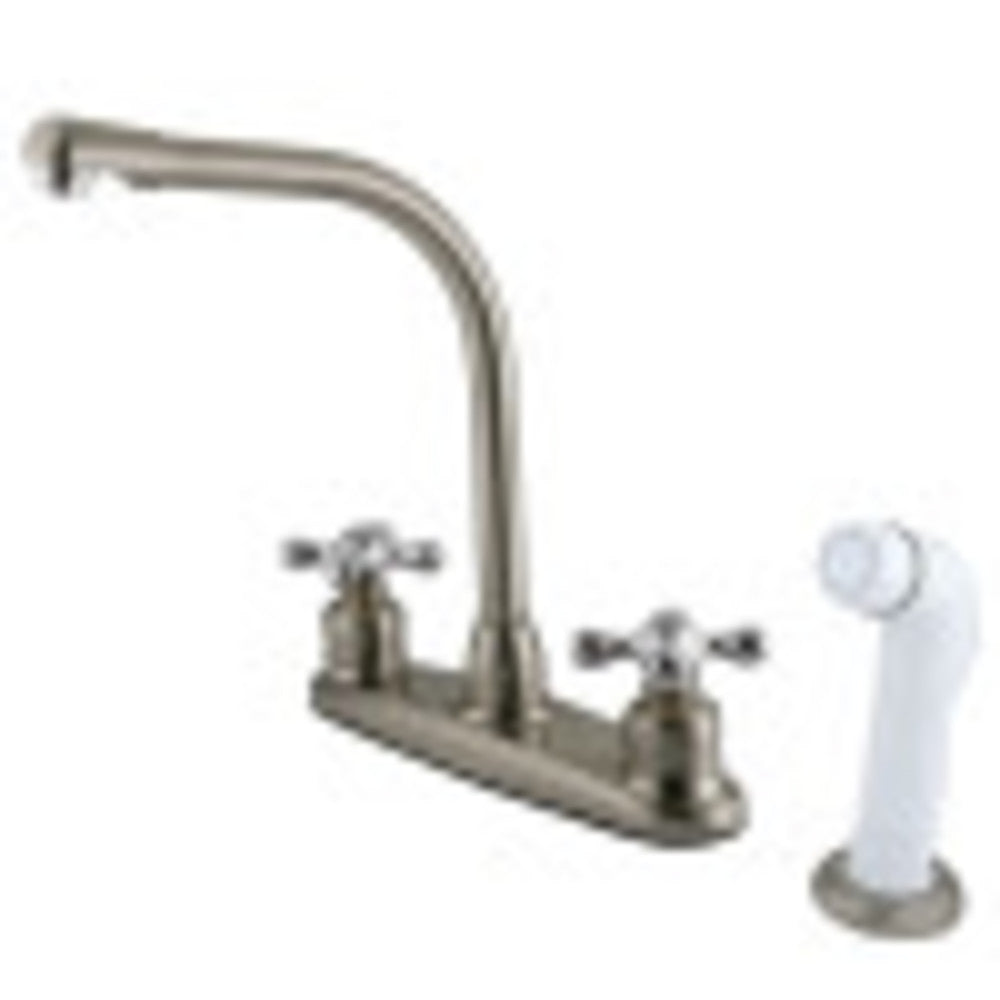 Kingston Brass KB717AX Victorian Centerset Kitchen Faucet, Brushed Nickel/Polished Chrome - BNGBath