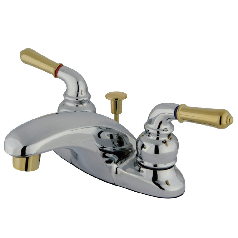 Kingston Brass KB624 4 in. Centerset Bathroom Faucet, Polished Chrome/Polished Brass - BNGBath