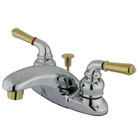Thumbnail for Kingston Brass KB624 4 in. Centerset Bathroom Faucet, Polished Chrome/Polished Brass - BNGBath