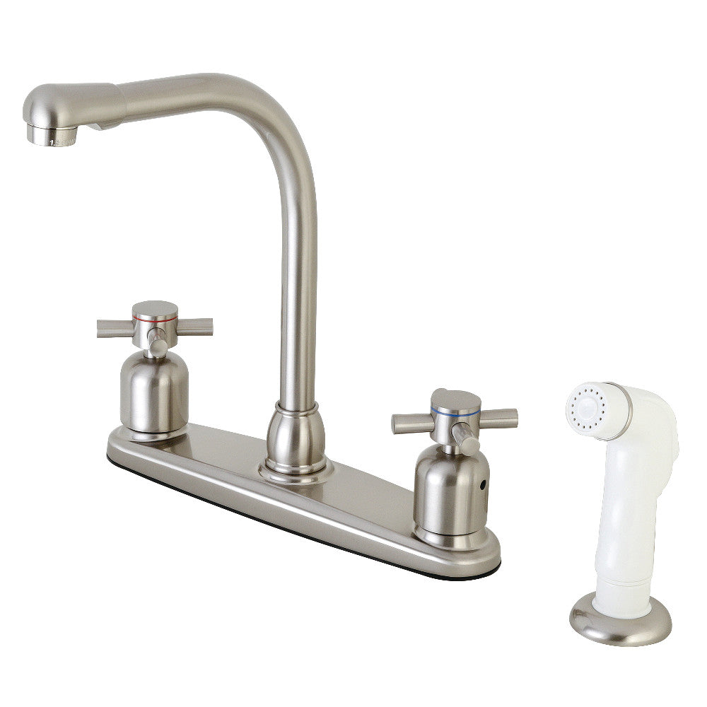 Kingston Brass FB718DX Concord 8-Inch Centerset Kitchen Faucet with Sprayer, Brushed Nickel - BNGBath