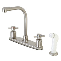 Thumbnail for Kingston Brass FB718DX Concord 8-Inch Centerset Kitchen Faucet with Sprayer, Brushed Nickel - BNGBath