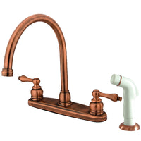 Thumbnail for Kingston Brass KB726AL Vintage Centerset Kitchen Faucet, Antique Copper - BNGBath