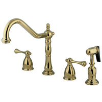 Thumbnail for Kingston Brass KB7792BLBS Widespread Kitchen Faucet, Polished Brass - BNGBath