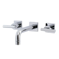 Thumbnail for Kingston Brass KS6121CML Manhattan Two-Handle Wall Mount Bathroom Faucet, Polished Chrome - BNGBath