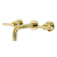 Thumbnail for Kingston Brass KS8122CML Manhattan 2-Handle 8 in. Wall Mount Bathroom Faucet, Polished Brass - BNGBath