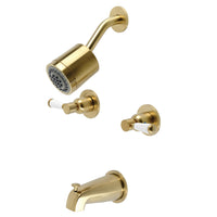 Thumbnail for Kingston Brass KBX8147DPL Paris Two-Handle Tub and Shower Faucet, Brushed Brass - BNGBath