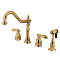 Thumbnail for Kingston Brass KS1792ALBS Widespread Kitchen Faucet, Polished Brass - BNGBath