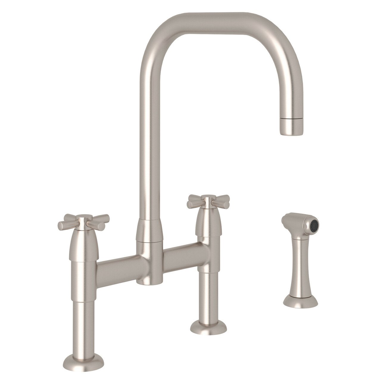 Perrin & Rowe Holborn U-Spout Bridge Kitchen Faucet with Sidespray - BNGBath