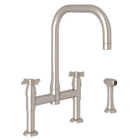 Thumbnail for Perrin & Rowe Holborn U-Spout Bridge Kitchen Faucet with Sidespray - BNGBath