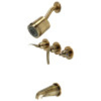 Thumbnail for Kingston Brass KBX8133EFL Centurion Three-Handle Tub and Shower Faucet, Antique Brass - BNGBath