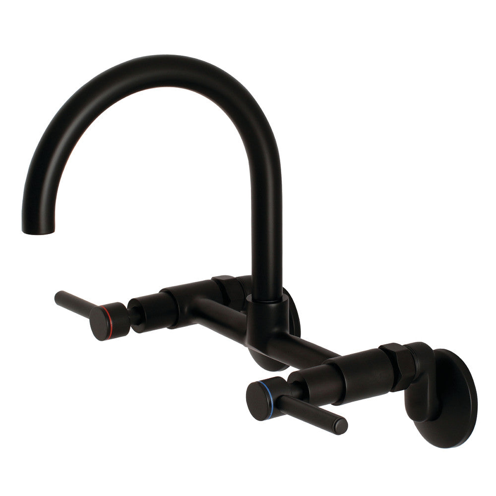 Kingston Brass Concord 8-Inch Adjustable Center Wall Mount Kitchen Faucet, Matte Black - BNGBath