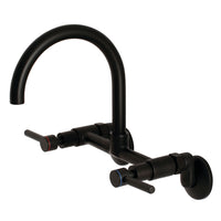 Thumbnail for Kingston Brass Concord 8-Inch Adjustable Center Wall Mount Kitchen Faucet, Matte Black - BNGBath