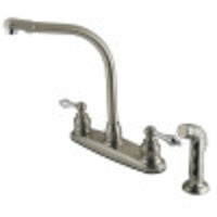 Thumbnail for Kingston Brass KB717ALSP Victorian Centerset Kitchen Faucet, Brushed Nickel/Polished Chrome - BNGBath