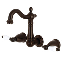 Thumbnail for Kingston Brass KS1225PL 8-Inch Center Wall Mount Bathroom Faucet, Oil Rubbed Bronze - BNGBath