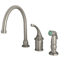 Thumbnail for Kingston Brass KB3818GLSP Widespread Kitchen Faucet, Brushed Nickel - BNGBath