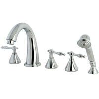 Thumbnail for Kingston Brass KS23615NL Roman Tub Faucet with Hand Shower, Polished Chrome - BNGBath