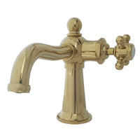 Thumbnail for Kingston Brass KS154BXPB Nautical Single-Handle Bathroom Faucet with Push Pop-Up, Polished Brass - BNGBath