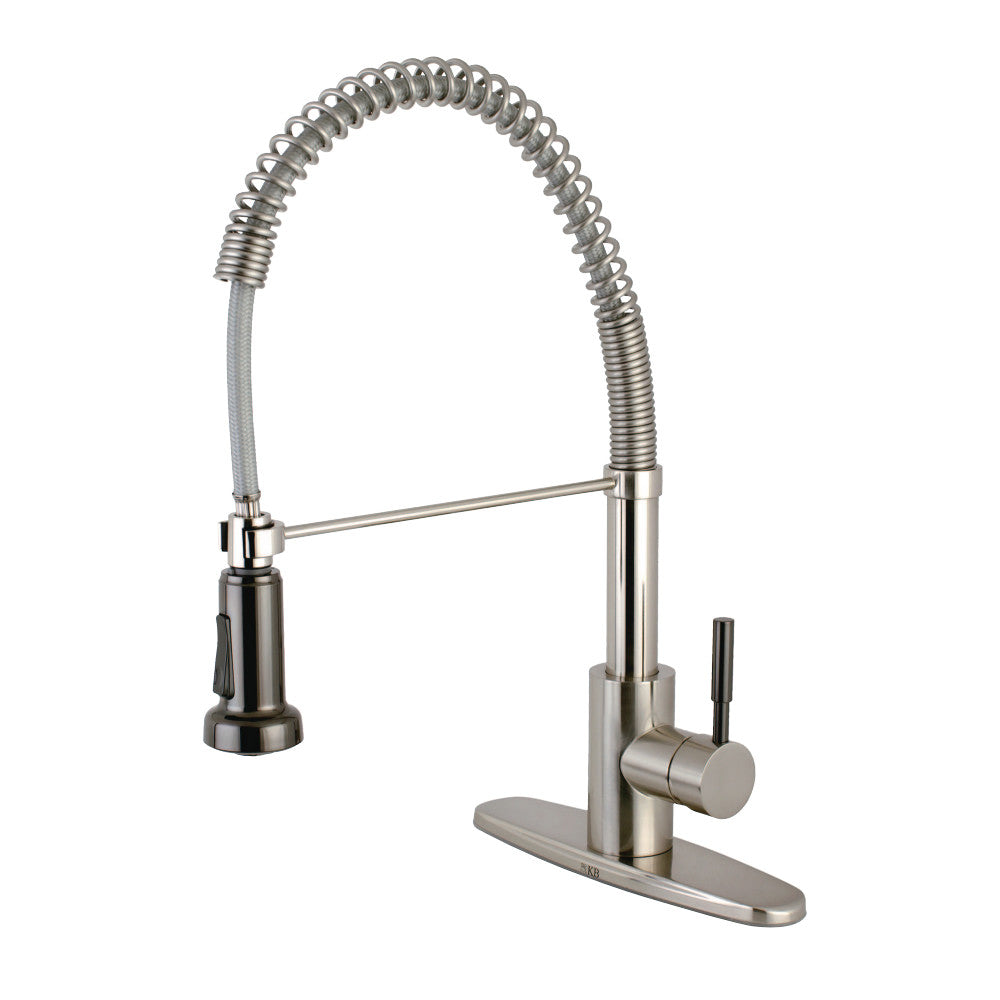 Gourmetier GSY8888DKL Kaiser Single-Handle Pre-Rinse Kitchen Faucet, Brushed Nickel/Black Stainless Steel - BNGBath