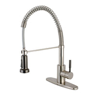 Thumbnail for Gourmetier GSY8888DKL Kaiser Single-Handle Pre-Rinse Kitchen Faucet, Brushed Nickel/Black Stainless Steel - BNGBath