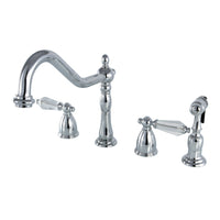 Thumbnail for Kingston Brass KB1791WLLBS Widespread Kitchen Faucet, Polished Chrome - BNGBath