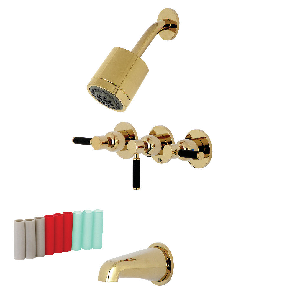 Kingston Brass KBX8132DKL Kaiser Three-Handle Tub and Shower Faucet, Polished Brass - BNGBath