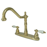 Thumbnail for Kingston Brass KB1752PLLS 8-Inch Centerset Kitchen Faucet, Polished Brass - BNGBath