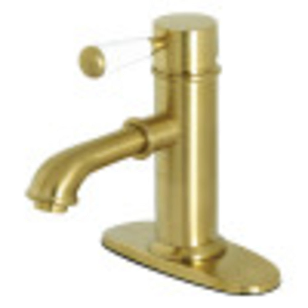 Kingston Brass KS7417DPL Paris Single Porcelain Lever Handle Bathroom Faucet, Brushed Brass - BNGBath