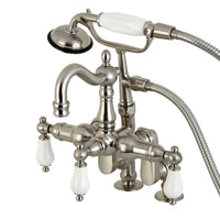Thumbnail for Kingston Brass CC6015T8 Vintage Clawfoot Tub Faucet with Hand Shower, Brushed Nickel - BNGBath