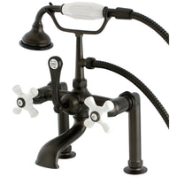 Thumbnail for Kingston Brass AE111T5 Auqa Vintage Deck Mount Clawfoot Tub Faucet, Oil Rubbed Bronze - BNGBath