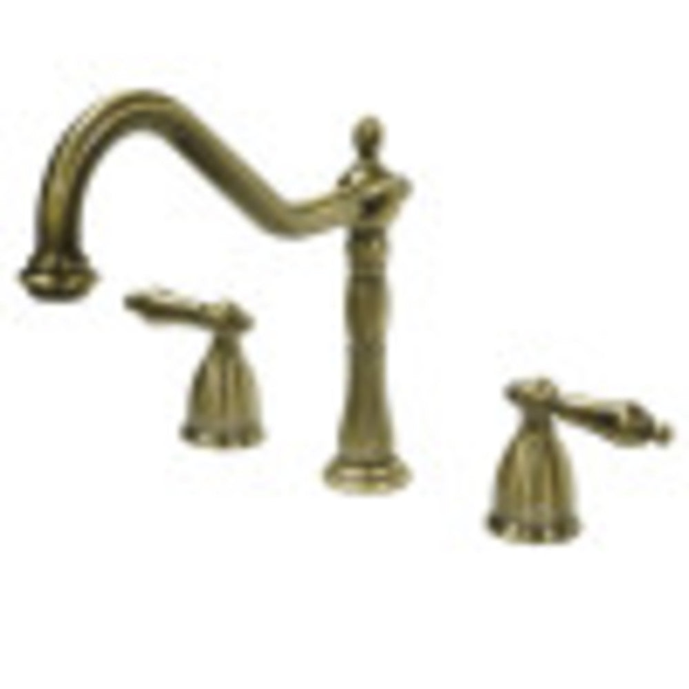 Kingston Brass KB1793ALLS Widespread Kitchen Faucet, Antique Brass - BNGBath