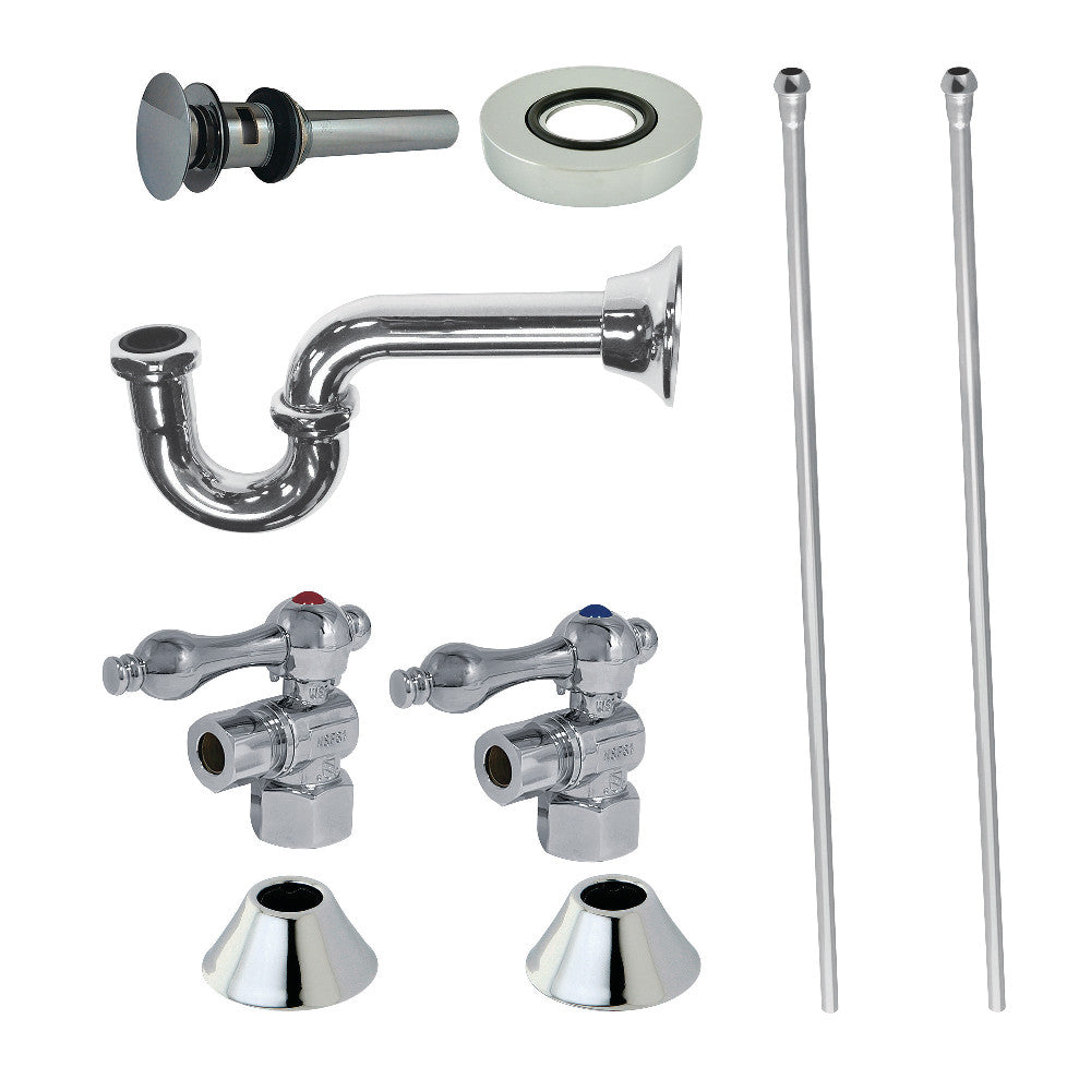 Kingston Brass CC43101VOKB30 Traditional Plumbing Sink Trim Kit with P-Trap and Overflow Drain, Polished Chrome - BNGBath