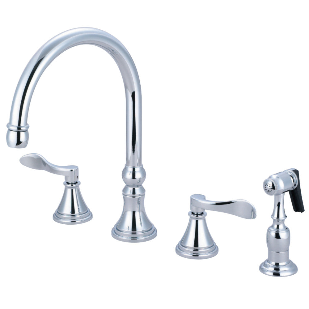 Kingston Brass KS2791DFLBS Widespread Kitchen Faucet, Polished Chrome - BNGBath