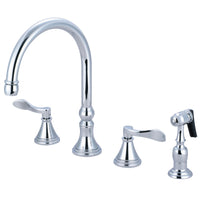 Thumbnail for Kingston Brass KS2791DFLBS Widespread Kitchen Faucet, Polished Chrome - BNGBath