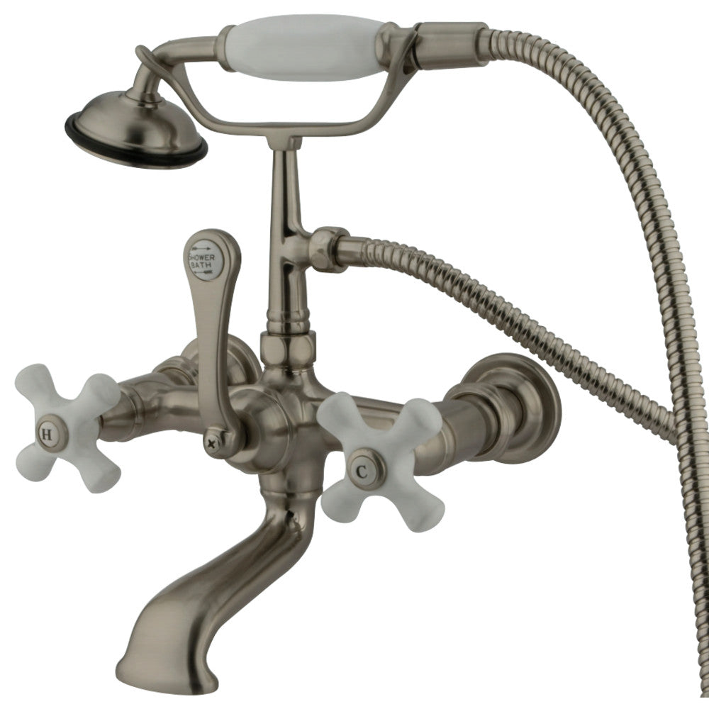 Kingston Brass CC559T8 Vintage 7-Inch Wall Mount Tub Faucet with Hand Shower, Brushed Nickel - BNGBath