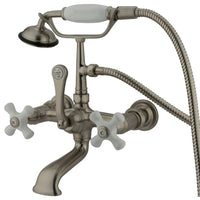 Thumbnail for Kingston Brass CC559T8 Vintage 7-Inch Wall Mount Tub Faucet with Hand Shower, Brushed Nickel - BNGBath