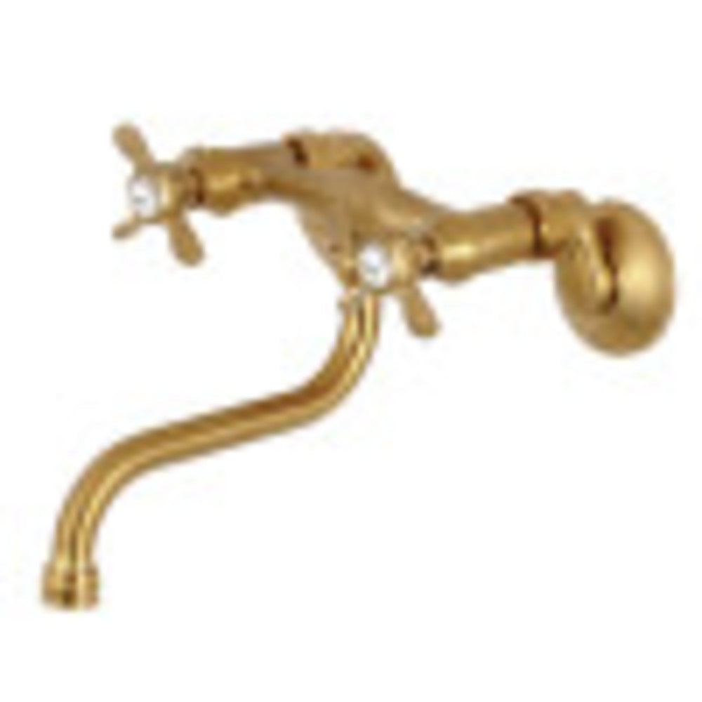 Kingston Brass KS116SB Essex Two Handle Wall Mount Bathroom Faucet, Brushed Brass - BNGBath