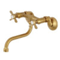 Thumbnail for Kingston Brass KS116SB Essex Two Handle Wall Mount Bathroom Faucet, Brushed Brass - BNGBath