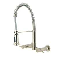 Thumbnail for Gourmetier GS8188DL Concord 2-Handle Wall Mount Pull-Down Kitchen Faucet, Brushed Nickel - BNGBath