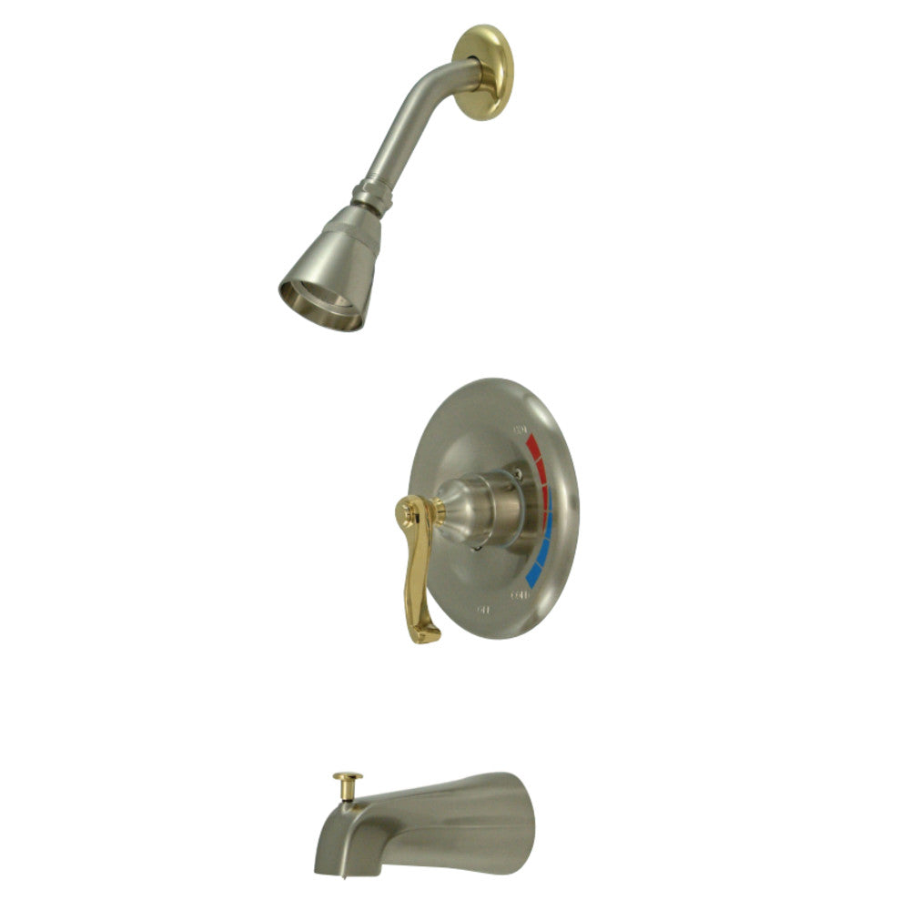Kingston Brass KB8639FL Royale Tub & Shower Faucet, Brushed Nickel/Polished Brass - BNGBath