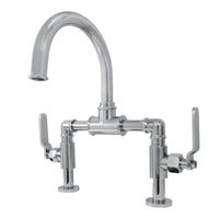Thumbnail for Kingston Brass KS2171KL Whitaker Industrial Style Bridge Bathroom Faucet with Pop-Up Drain, Polished Chrome - BNGBath
