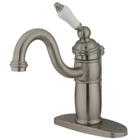 Thumbnail for Kingston Brass KB1408PL Victorian Single-Handle Bathroom Faucet with Pop-Up Drain, Brushed Nickel - BNGBath