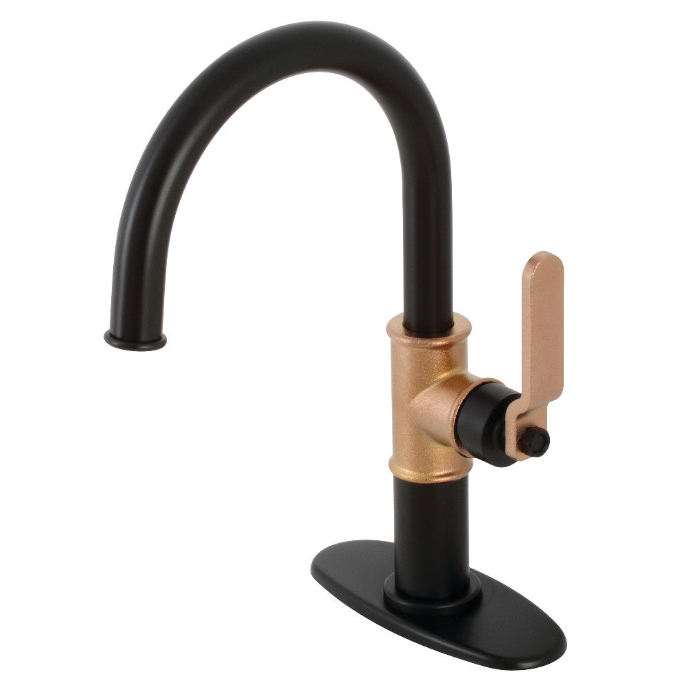 Kingston Brass KSD2237KL Whitaker Single-Handle Bathroom Faucet with Push Pop-Up, Matte Black/Rose Gold - BNGBath