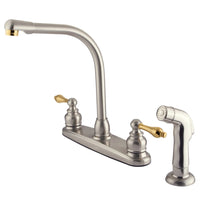 Thumbnail for Kingston Brass GKB719ALSP Victorian Centerset Kitchen Faucet, Brushed Nickel/Polished Brass - BNGBath