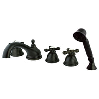 Thumbnail for Kingston Brass KS33555AX Roman Tub Faucet with Hand Shower, Oil Rubbed Bronze - BNGBath