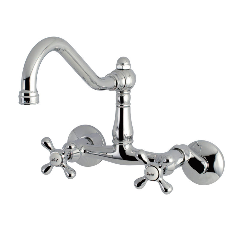 Kingston Brass KS3221AX Vintage 6" Adjustable Center Wall Mount Kitchen Faucet, Polished Chrome - BNGBath